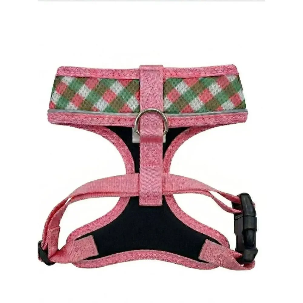 Pet Harness - Pink/Green Check - SZ XS fits 10 - 15